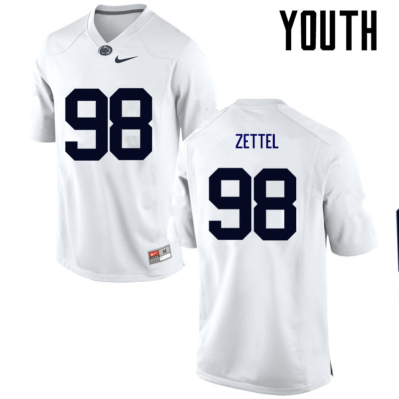 NCAA Nike Youth Penn State Nittany Lions Anthony Zettel #98 College Football Authentic White Stitched Jersey QTF5898FQ